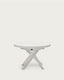 Mesa extensible redonda Vashti de cristal, MDF patas acero acabado blanco Ø120(160)x120cm