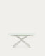 Mesa extensible Atminda vidrio templado y patas de acero acabado blanco 160 (210) x 90 cm