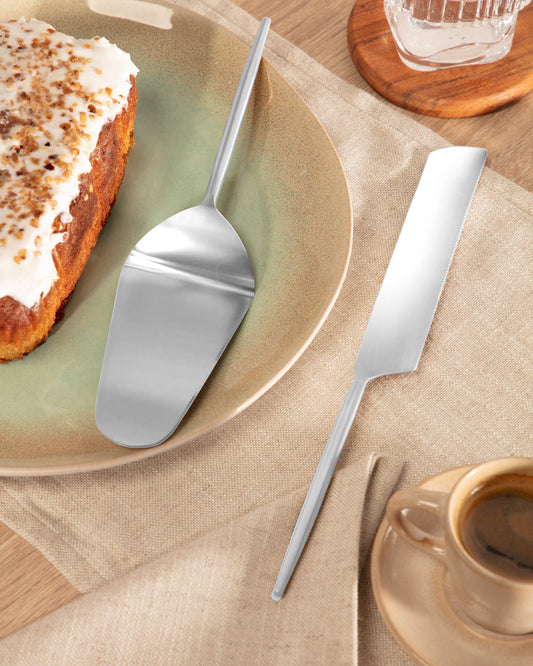 Ensemble de couverts à gâteau Crisps 2 pièces en argent