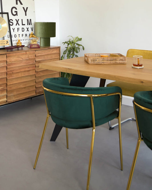 Mesa Koda de chapa de roble con acabado natural y patas de acero acabado negro 160 x 90 cm