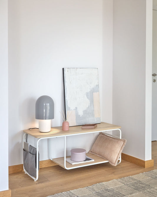 Mueble TV Yamina de melamina y acero con acabado pintado blanco 110 x 46 cm