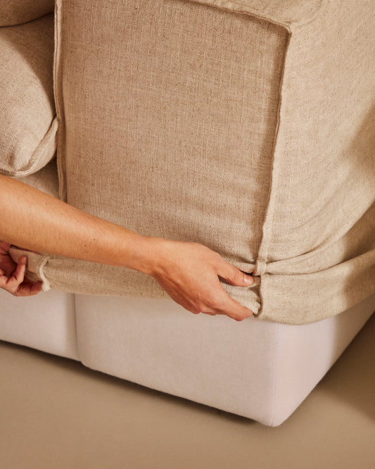 Funda para sofá Anarela 2 plazas de lino beige