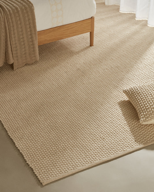 Alfombra Mascarell de algodón y poliéster blanco 200 x 300 cm