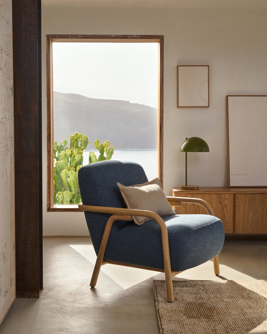 Butaca Sylo azul de madera maciza de fresno FSC 100%