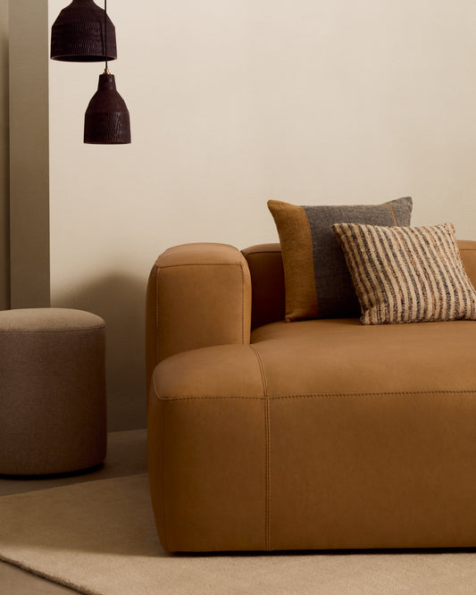 Canapé Blok 2 places en cuir marron 210 cm