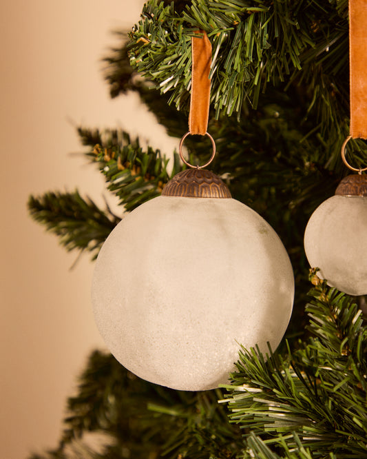 Set de 2 boles de Nadal Talve de vidre reciclat blanc Ø 10 cm