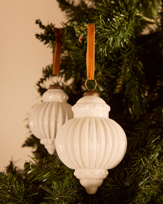 Set Irlo de 2 bolas colgantes decorativas de vidrio reciclado blanco Ø 13 cm