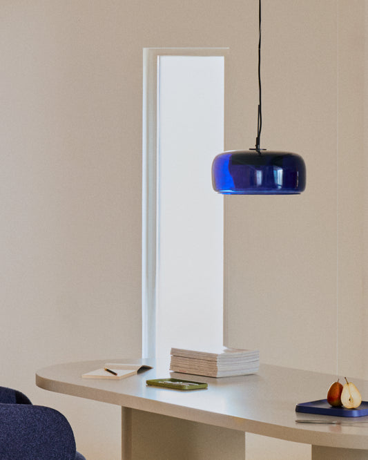 Llum de sostre Reig de vidre blau Ø 38 cm