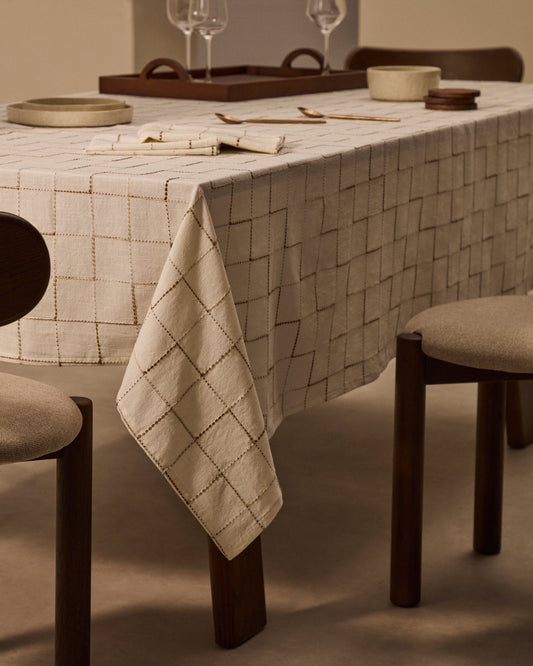 Nappe Ersen blanche, 100 % coton, 170 x 250 cm