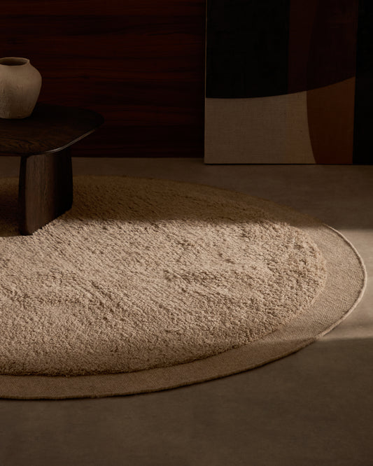 Alfombra redonda Marely de lana beige Ø 200 cm