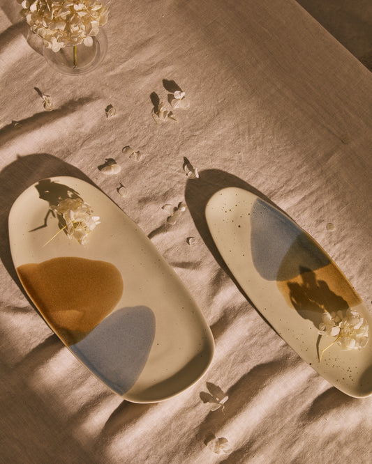 Fuente Miglo de cerámica multicolor