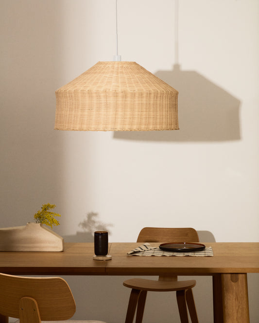 Pantalla per a llum Ennia de rotang amb acabat clar Ø65 cm