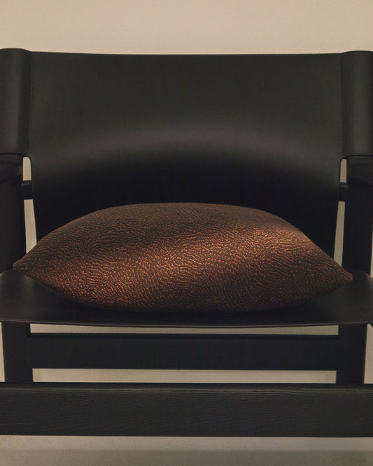 Funda de cojín Junie de algodón jacquard marrón 50 x 50 cm