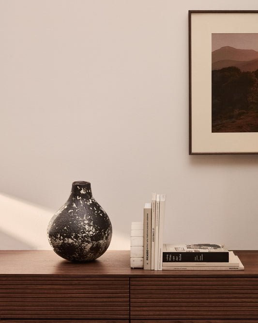 Vase Orelin en céramique noire et blanche 30 cm