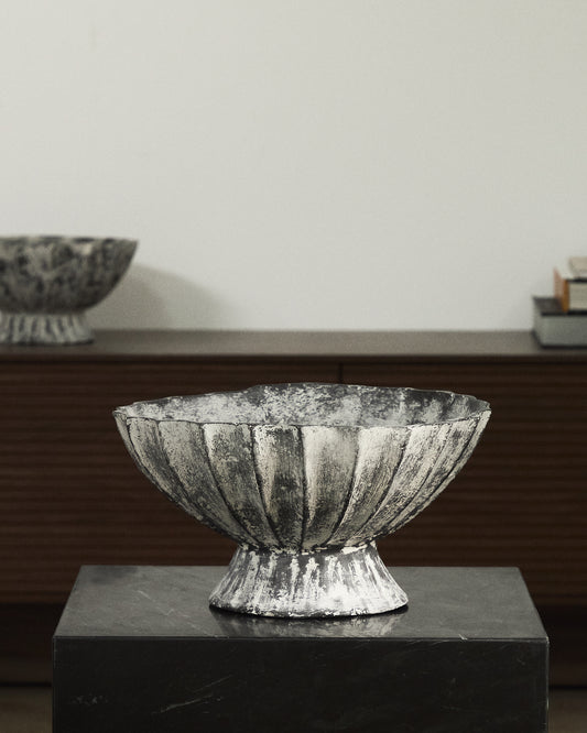 Centre de table Valura en papier mâché gris Ø 33 cm