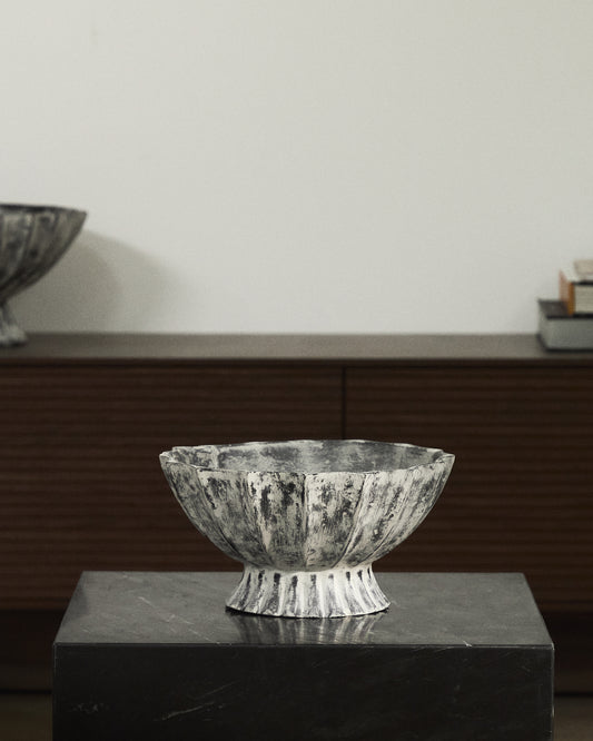 Centre de table Valura en papier mâché gris Ø 26 cm