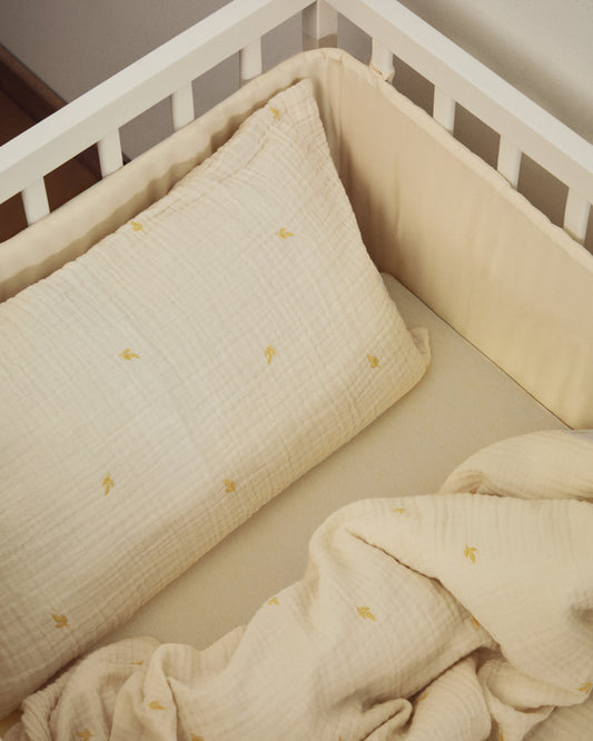 Protector para cuna Tandani 100% algodón beige para cuna evolutiva de 30 x 180 cm