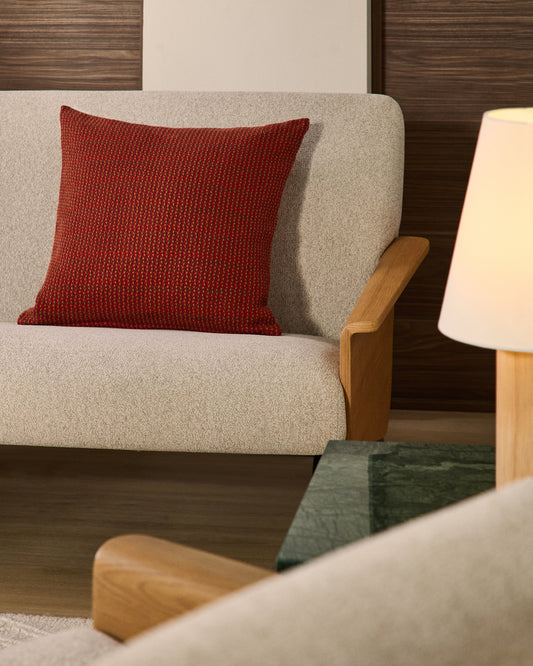 Funda de cojín Nuval tejido estructurado rojo 50 x 50 cm