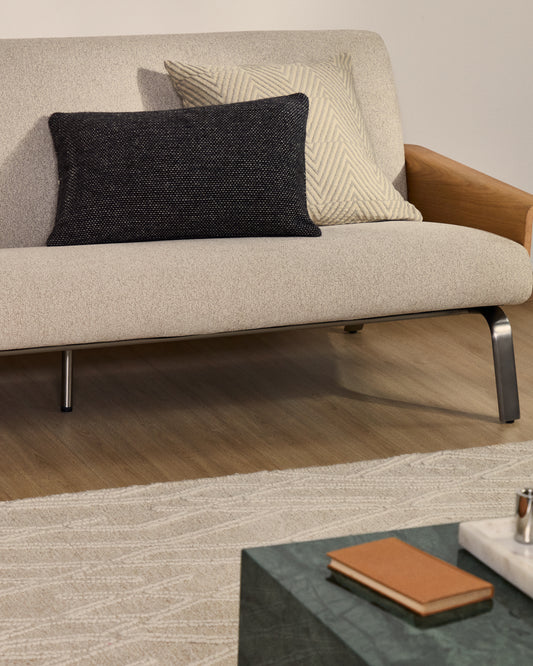 Funda de cojín Elira de lana y acrílico negro 40 x 60 cm