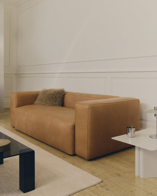 Canapé Blok 3 places en cuir marron 240 cm