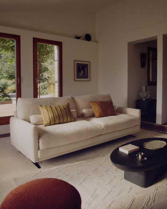 Alfombra Selira de lana efecto bordado beige 300 x 200 cm