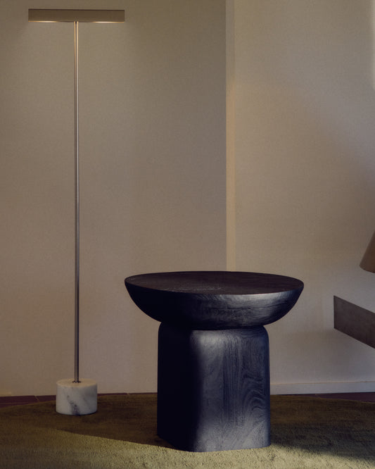 Table auxiliaire Ovak en bois d’acacia finition noire FSC 100 % Ø 50 cm