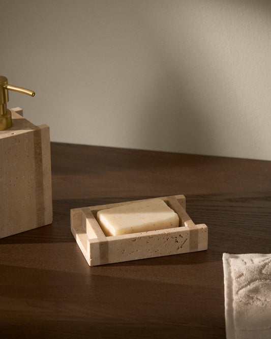Jabonera Zenen de mármol travertino beige