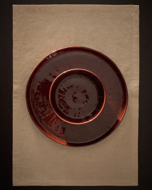 Plat pla Daner de ceràmica bordeus