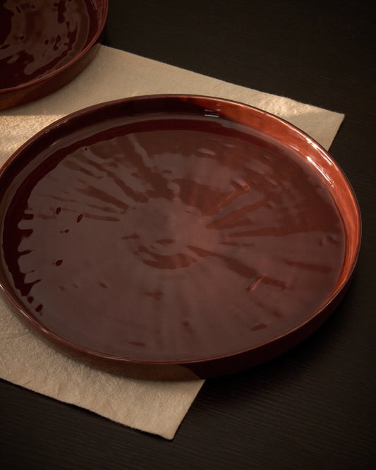 Plat de postres Daner de ceràmica bordeus