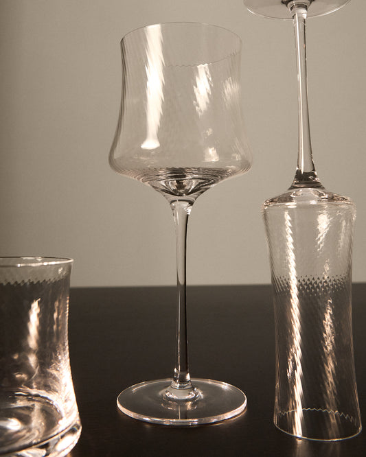Copa de cava Alori de vidre transparent amb relleu 15 cl