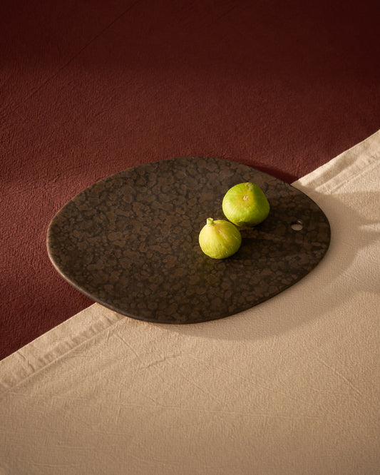 Taula de servir Convia de ceràmica marró 26 x 36,5 cm
