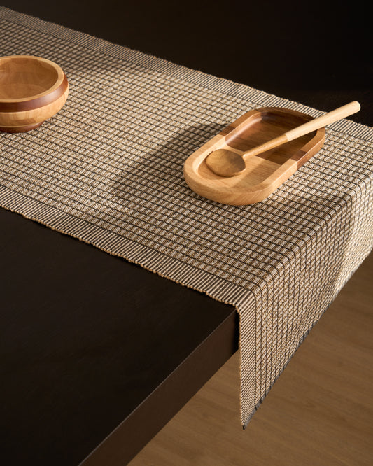 Camí de taula Berla de cotó i jute taronja 50 x 150 cm