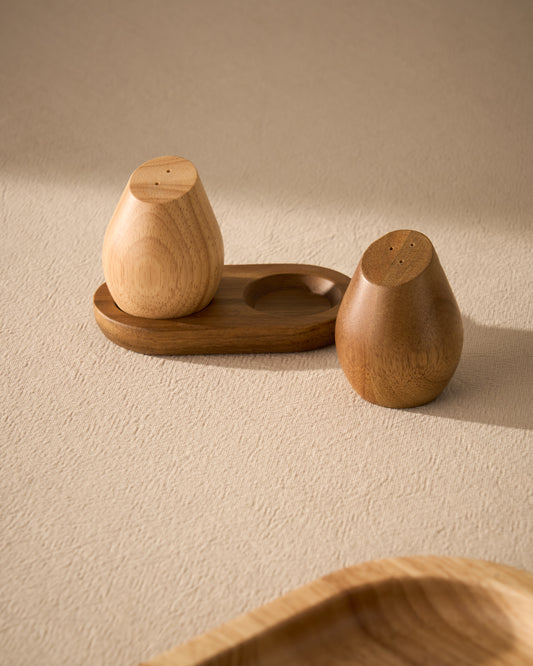 Set Milvara de salero y pimentero de madera de acacia y madera de caucho FSC 100%