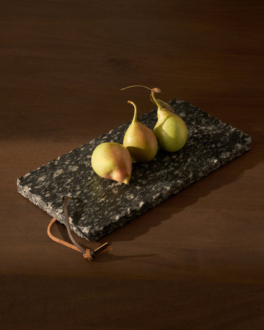 Taula de servir Arlena de granit gris fosc 30 x 15 cm