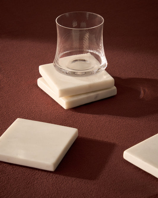 Set Coreni de 4 posagots de marbre blanc