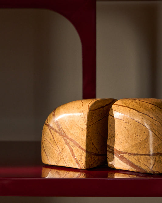 Aguantallibres Benine de marbre taronja i marró
