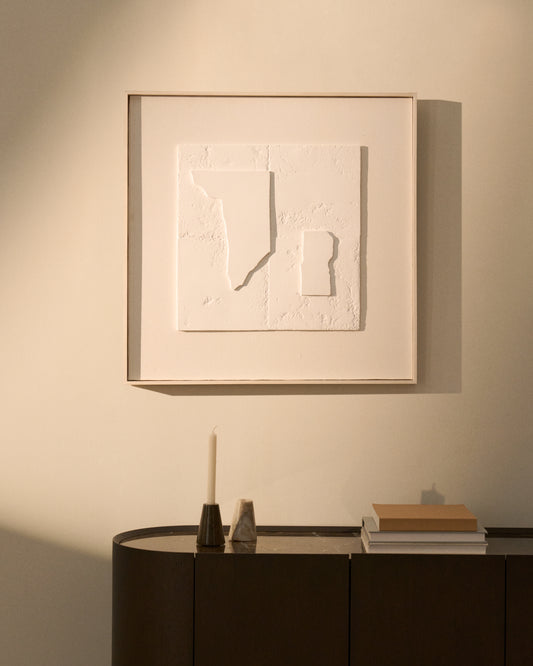 Quadre abstracte Gadir blanc 80 x 80 cm