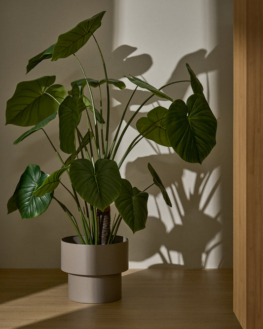 Cache-pot rond Mash en métal taupe Ø 41 cm