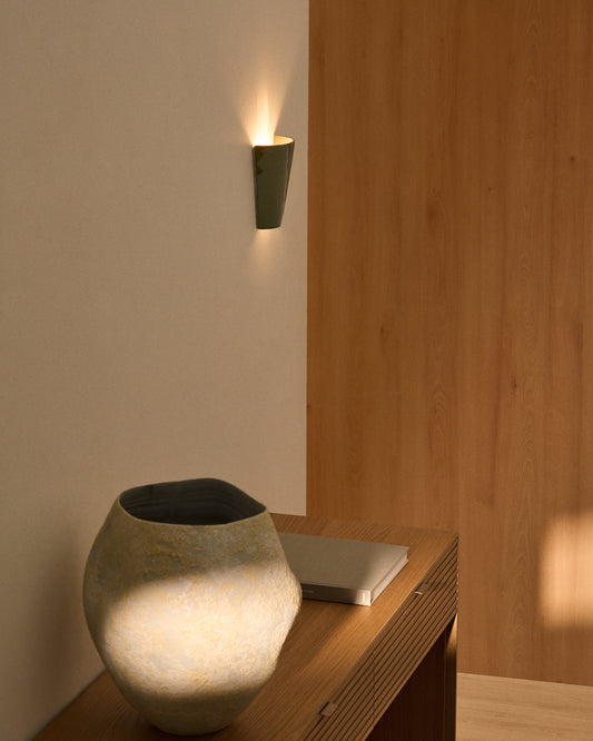 Aplic de paret Ceren de ceràmica verd 13 cm