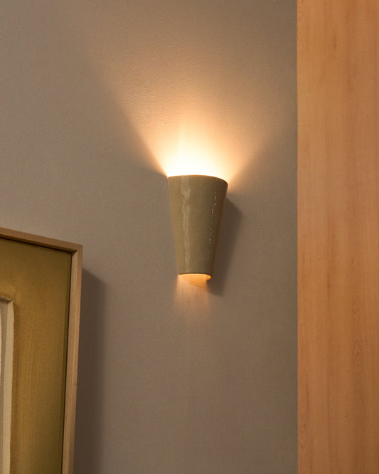 Aplic de paret Ceren de ceràmica beix 13 cm