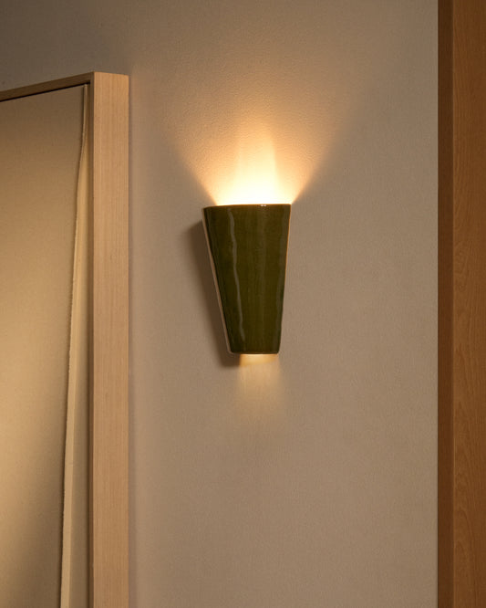 Aplic de paret Ceren de ceràmica verd 13 cm