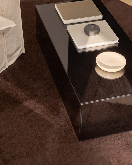 Table basse Orlia en verre trempé gris foncé 110 x 50 cm