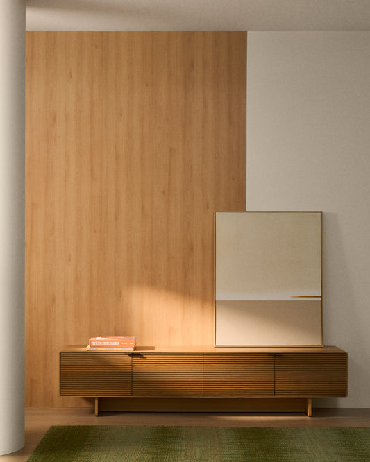 Moble TV Norlen 4 portes de xapa de roure amb acabat en to natural FSC Mix Credit 200 x 46 cm
