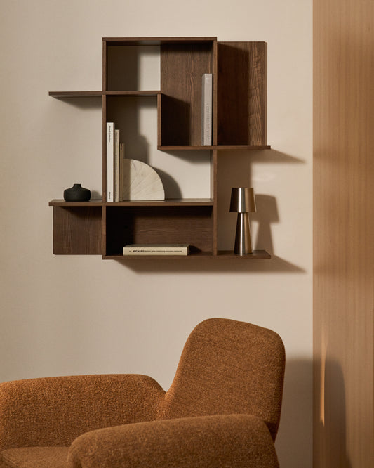 Étagère modulable Ina en placage de frêne finition ton noyer 80 x 80 cm FSC 100%