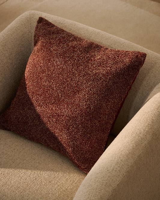Funda de cojín Olinan de bouclé melange granate 50 x 50 cm