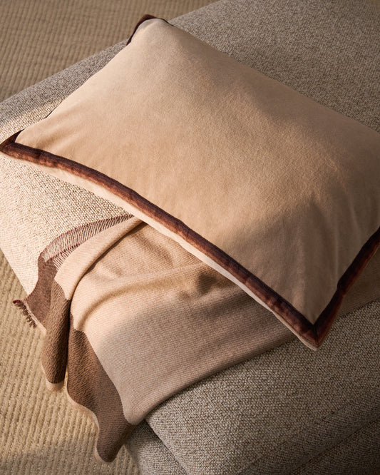 Housse de coussin Niroi 100 % coton velours beige avec détail ruban 40 x 60 cm