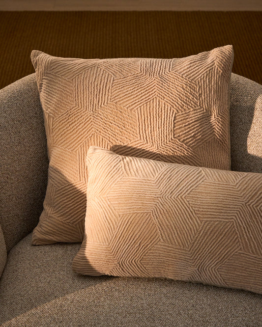Housse de coussin Morine en velours blanc cassé 50 x 50 cm