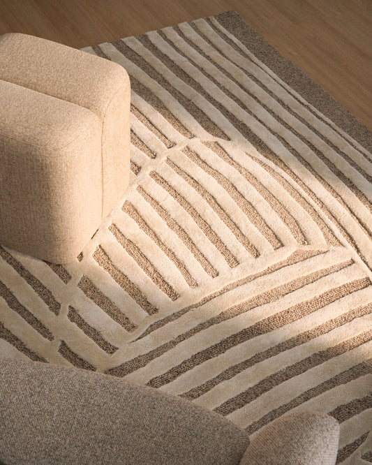 Alfombra Colire de lana y viscosa beige 160 x 230 cm