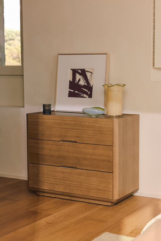 Commode Arelida en placage et bois de chêne finition marron clair 100 x 80 cm FSC Mix Credit