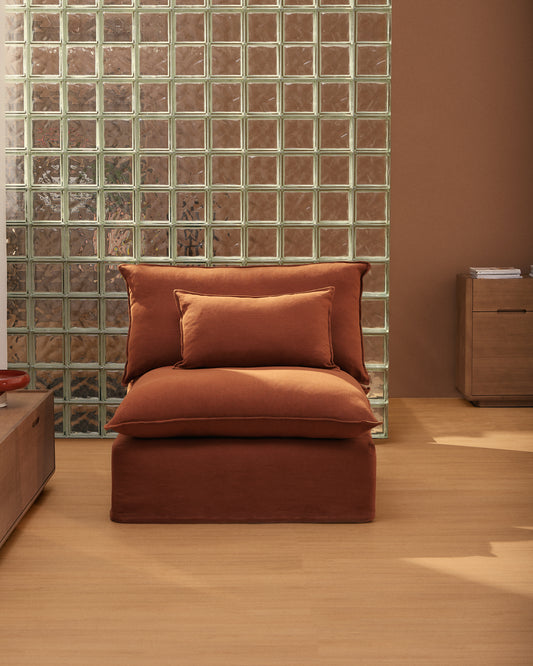 Fauteuil déhoussable Anarela en 100 % lin terracotta 90 cm FSC Mix Credit